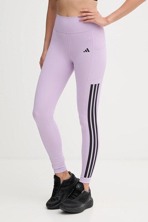 adidas Performance legginsy treningowe Optime 3-Stripes damskie kolor fioletowy wzorzyste JX7323