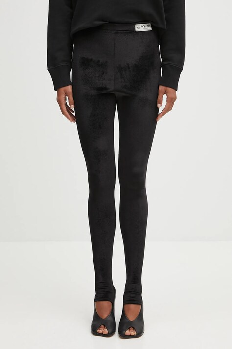 Fiorucci legginsy welurowe Velour Semi-Footed damskie kolor czarny gładkie W02FPBPA372VR01BK01