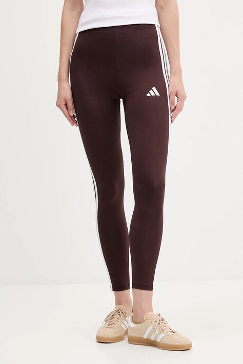 adidas legginsy Essentials damskie kolor brązowy z aplikacją JY3177
