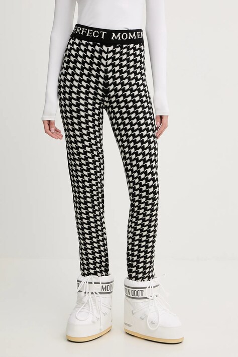 Perfect Moment legginsy wełniane Houndstooth damskie kolor czarny wzorzyste W3001264