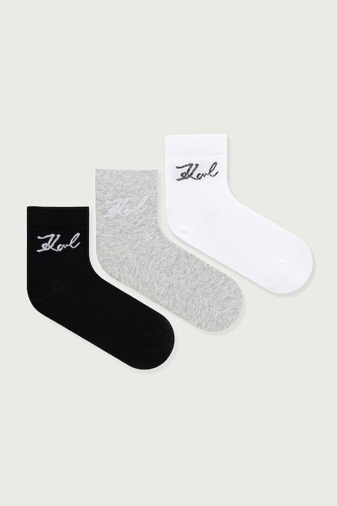 Karl Lagerfeld Skarpety damskie z bawełną 3-pack czarne A4W47031
