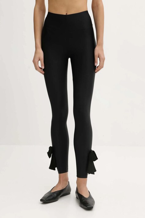 The Sleeper legginsy damskie kolor czarny gładkie LLLG08P002B