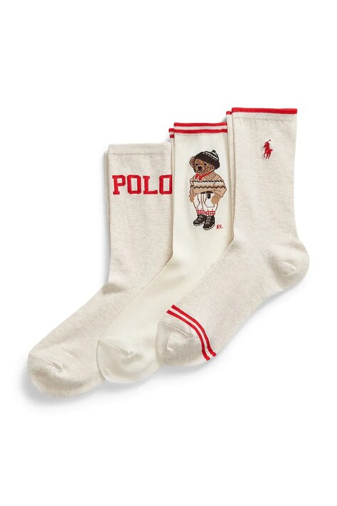 Κάλτσες Polo Ralph Lauren 3-pack χρώμα: μπεζ, 455982964