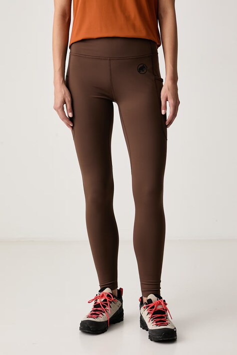 Mammut Legginsy sportowe damskie Crag Winter brązowe high waist 1022-02700