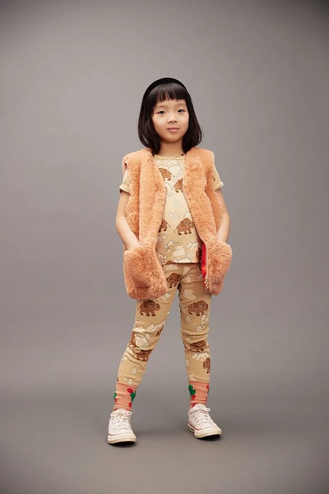 Mini Rodini legginsy dziecięce Mammoth kolor beżowy wzorzyste 25730122