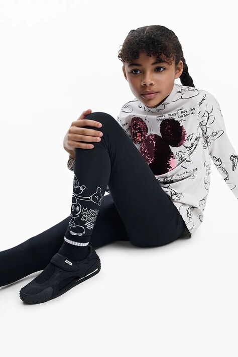 Desigual leggins copii culoarea negru, cu imprimeu, 25WGKK06