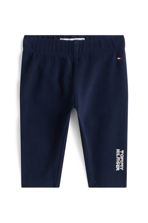 Tommy Hilfiger legginsy niemowlęce kolor granatowy gładkie KN0KN02074