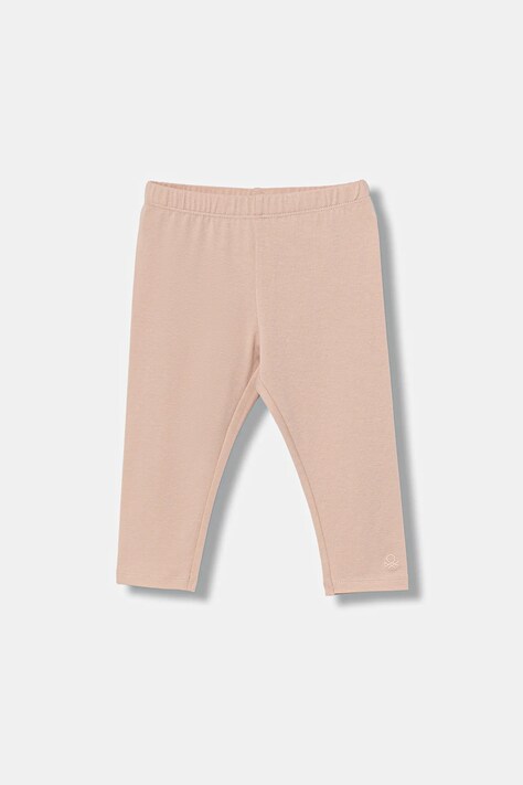 United Colors of Benetton legginsy dziecięce kolor beżowy gładkie 3MT1GF01L