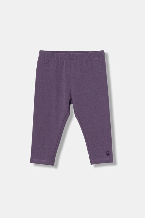 United Colors of Benetton legginsy dziecięce kolor fioletowy gładkie 3MT1GF01L