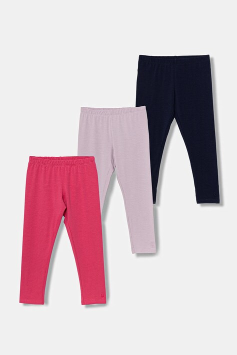 United Colors of Benetton legginsy dziecięce 3-pack kolor różowy gładkie 3MT1GF055