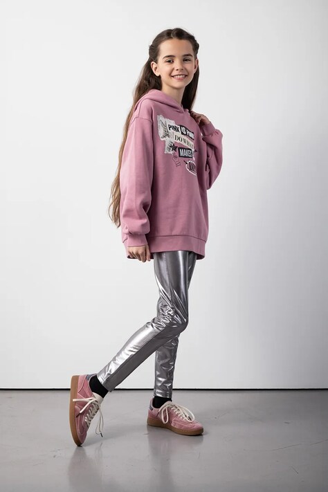 Coccodrillo legginsy dziecięce kolor srebrny gładkie RAVE GIRL JUNIOR