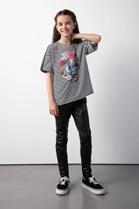 Coccodrillo legginsy dziecięce kolor czarny gładkie CRAFT PUNK GIRL JUNIOR
