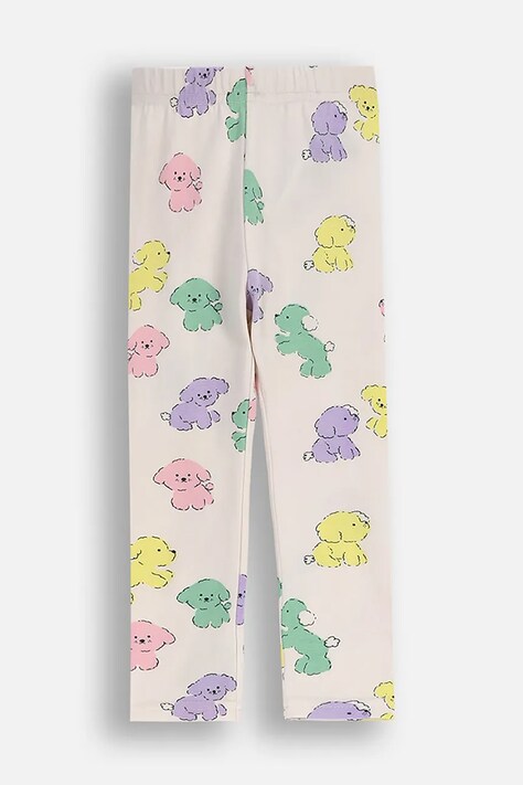 Coccodrillo legginsy z bawełną niemowlęce kolor beżowy wzorzyste HAPPY PUPPY GIRL NEWBORN