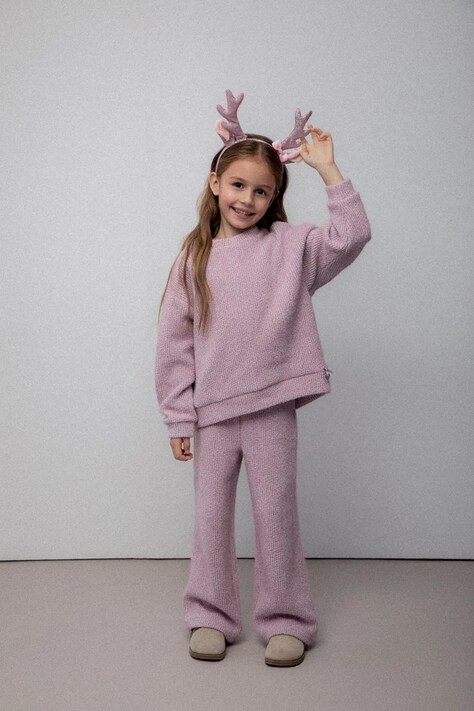 Coccodrillo spodnie dziecięce kolor fioletowy gładkie WINTER COSY GRIL KIDS