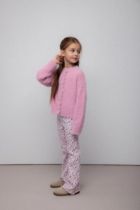 Coccodrillo legginsy dziecięce kolor różowy gładkie WINTER COSY GRIL KIDS
