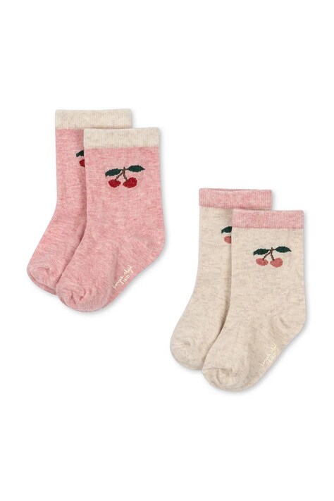 Konges Sløjd skarpetki dziecięce 2 PACK CHERRY SOCKS 2-pack kolor różowy KS104167