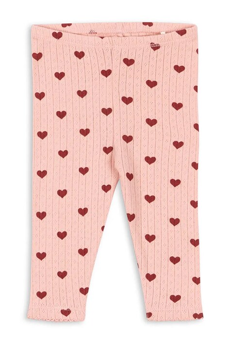 Konges Sløjd legginsy bawełniane dziecięce MINNIE PANTS GOTS kolor różowy wzorzyste KS104515
