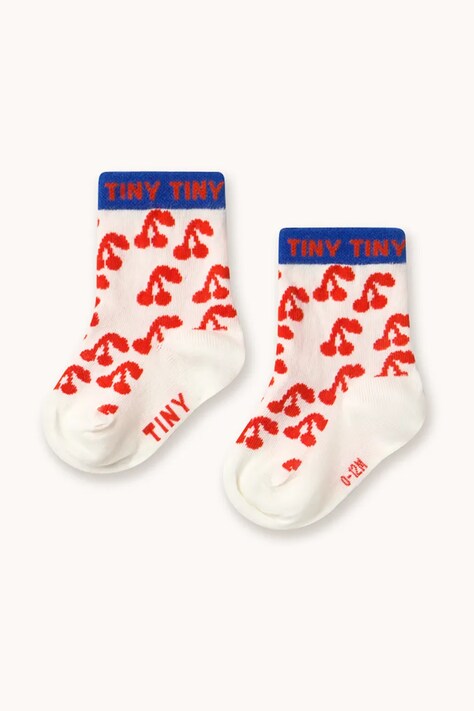 Tinycottons skarpetki dziecięce CHERRIES MEDIUM SOCKS kolor biały AW25-501