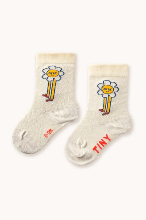 Tinycottons skarpetki dziecięce DAISIES MEDIUM HEIGHT SOCKS kolor beżowy AW25-503