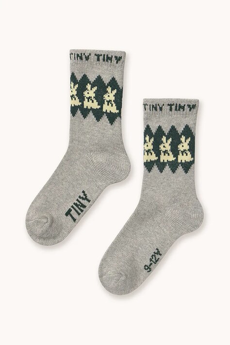 Tinycottons skarpetki z wełną dziecięce RABBITS WOOL MEDIUM SOCKS kolor szary AW25-537