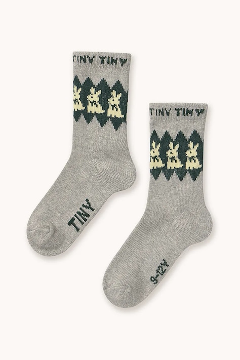 Dětské ponožky s vlnou Tinycottons RABBITS WOOL MEDIUM SOCKS šedá barva, AW25-537