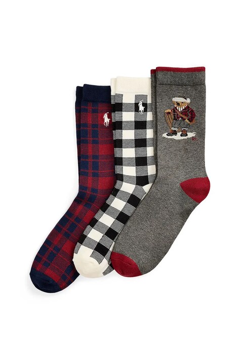 Detské ponožky Polo Ralph Lauren 3-pak šedá farba, 444P03158001
