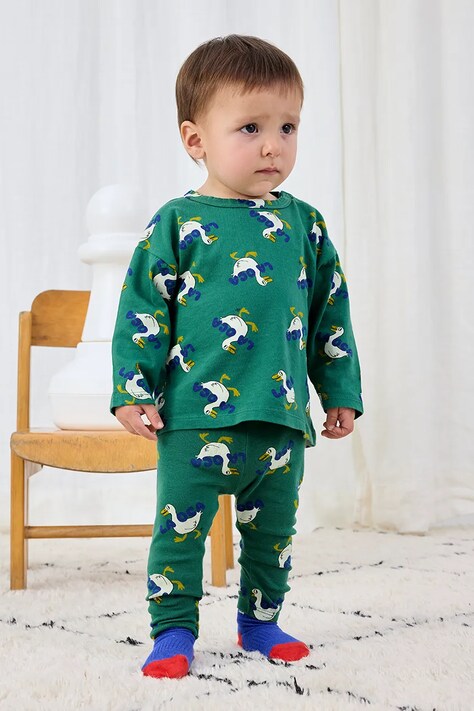 Bobo Choses legginsy niemowlęce La Oca kolor zielony wzorzyste 225AB068
