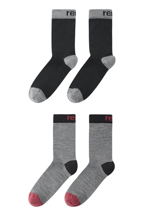 Reima skarpetki z domieszką wełny dziecięce Parit 2-pack kolor czarny 5300309A