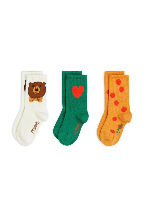 Mini Rodini skarpetki dziecięce Bear 3-pack kolor zielony 25760116