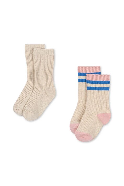 Detské ponožky Konges Sløjd 2 PACK RIB SOCKS 2-pak béžová farba, KS103647