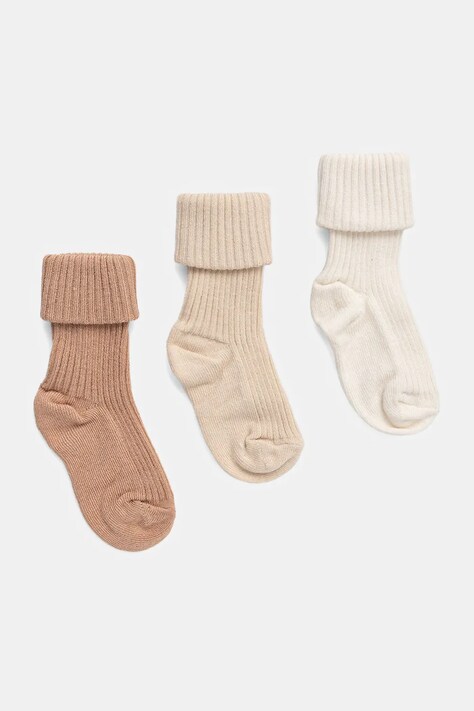 United Colors of Benetton skarpetki niemowlęce 3-pack kolor beżowy 6ORAA7006