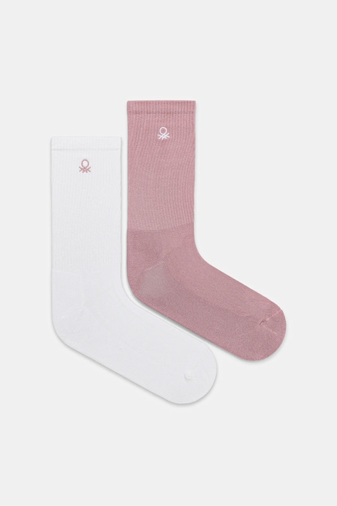 Dětské ponožky United Colors of Benetton 2-pack růžová barva, 6AO50702A