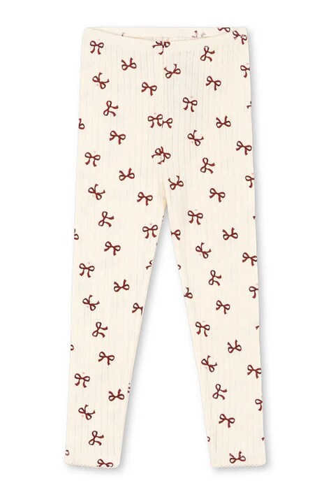Konges Sløjd legginsy bawełniane dziecięce MINNIE PANTS GOTS kolor beżowy wzorzyste KS104378