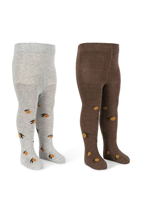 Konges Sløjd rajstopy dziecięce 2 PACK JAQUARD TIGHTS LEMON 2-pack kolor szary KS104174