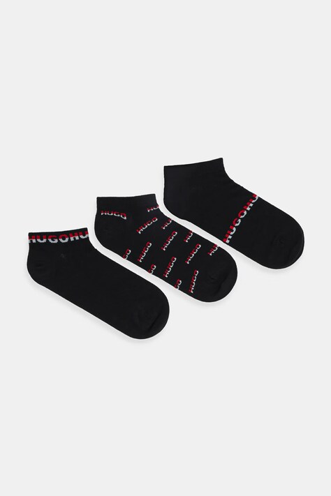 Ponožky HUGO 3-pack pánské, černá barva, 50543082