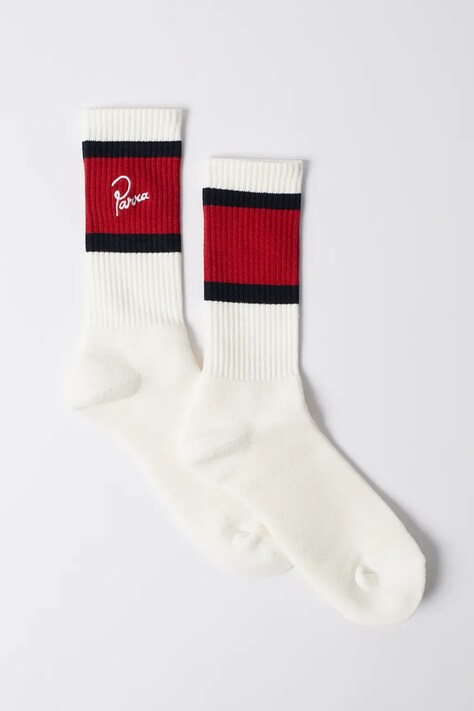 by Parra skarpety z bawełną Signature striped crew kolor czerwony 54360