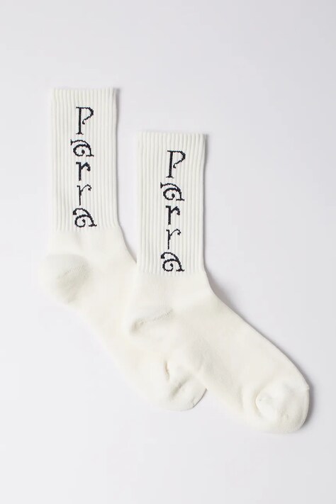 by Parra skarpety z bawełną Weird trad logo crew socks kolor biały 54355