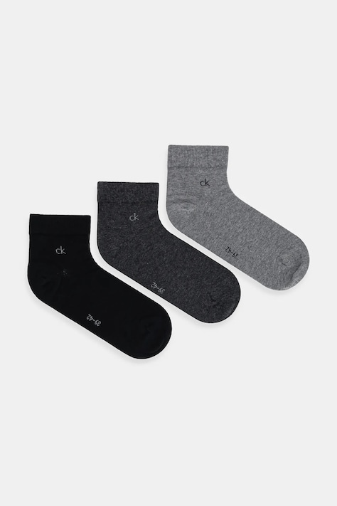 Nogavice Calvin Klein 3-pack siva barva, 701234209