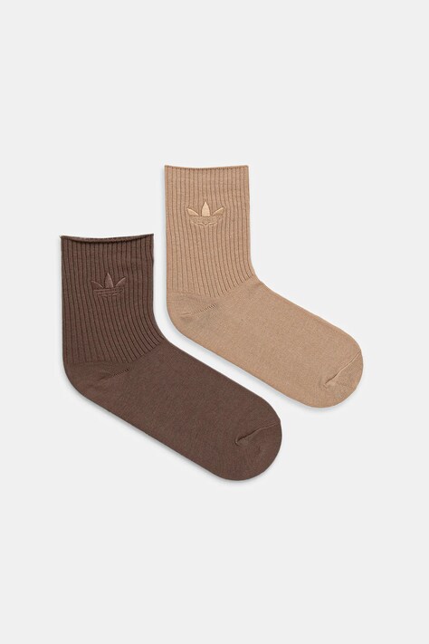 Κάλτσες adidas Originals Trefoil  2-pack χρώμα: καφέ, JW8002