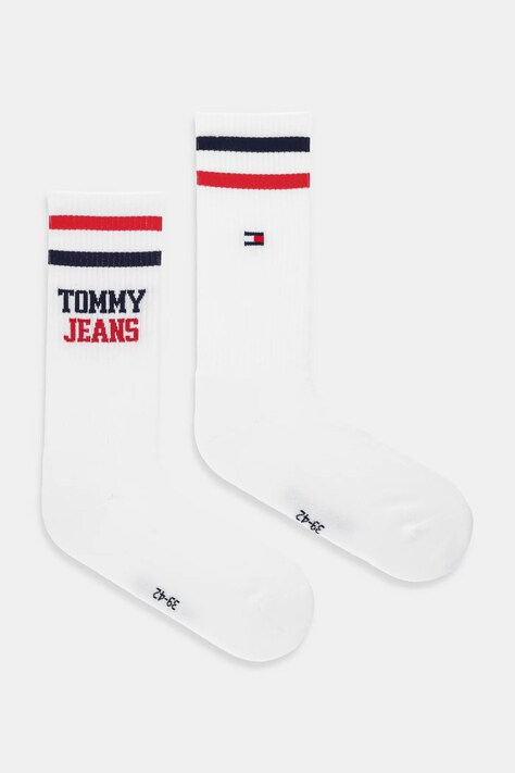 Tommy Jeans șosete 2-pack culoarea alb, 701236466