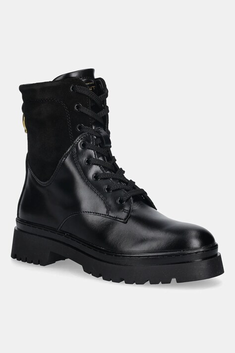 Gant workery skórzane Aligrey damskie kolor czarny na płaskim obcasie 31541156