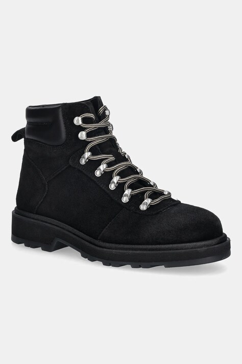 Gant workery skórzane Wootlynne damskie kolor czarny na płaskim obcasie 31543079