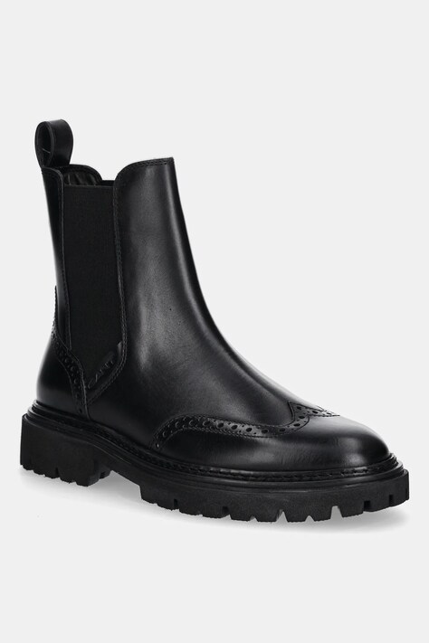 Gant sztyblety skórzane Ivyhill damskie kolor czarny na płaskim obcasie 31551119