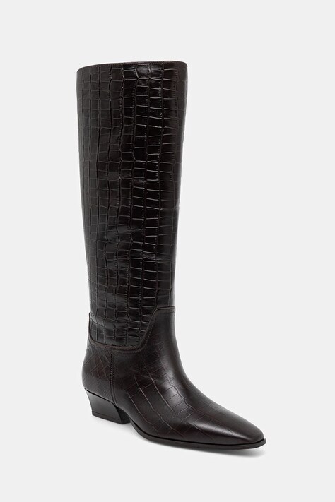 Gant ghete de piele Bassotte culoarea maro, cu toc drept, 31581075