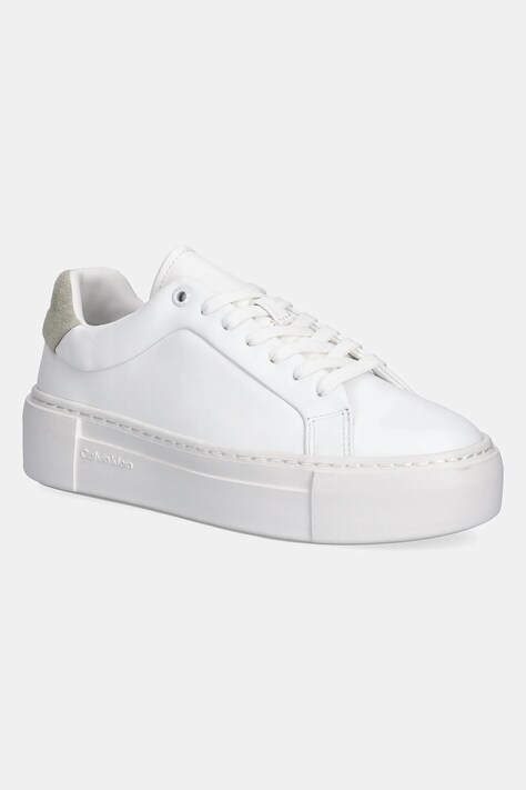 Calvin Klein sneakers FF CUPSOLE LACE UP LTH culoarea alb, HW0HW02570