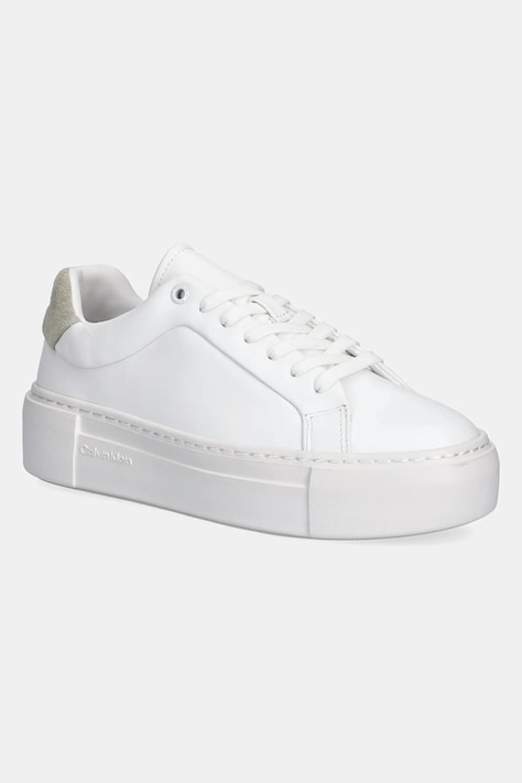 Calvin Klein sneakers FF CUPSOLE LACE UP LTH culoarea alb, HW0HW02570