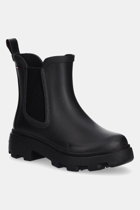 Tommy Hilfiger gumicsizma RUBBER FLAG CLEATED RAINBOOT fekete, FW0FW08637