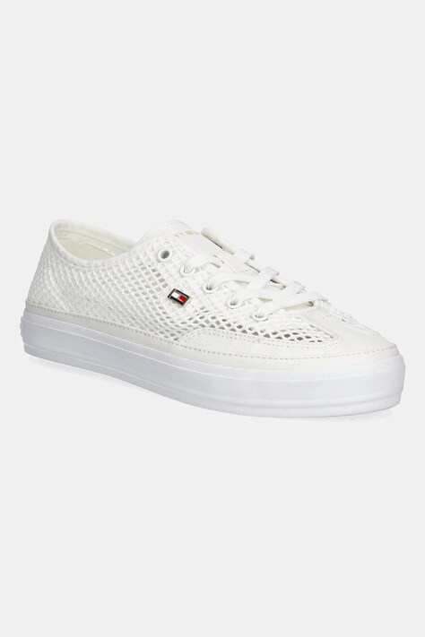 Tommy Hilfiger teniși TH OPEN MESH VULC SNEAKER culoarea alb, FW0FW08684