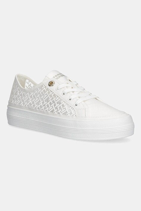 Tommy Hilfiger teniși VULC EMBROIDERED SNEAKER culoarea alb, FW0FW08685