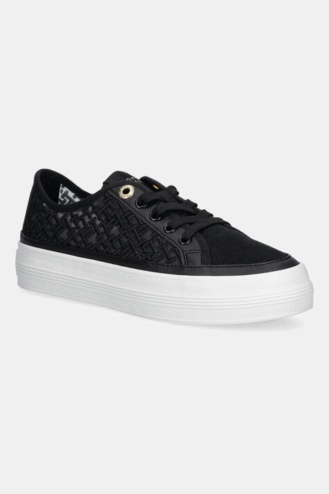 Πάνινα παπούτσια Tommy Hilfiger VULC EMBROIDERED SNEAKER χρώμα: μαύρο, FW0FW08685